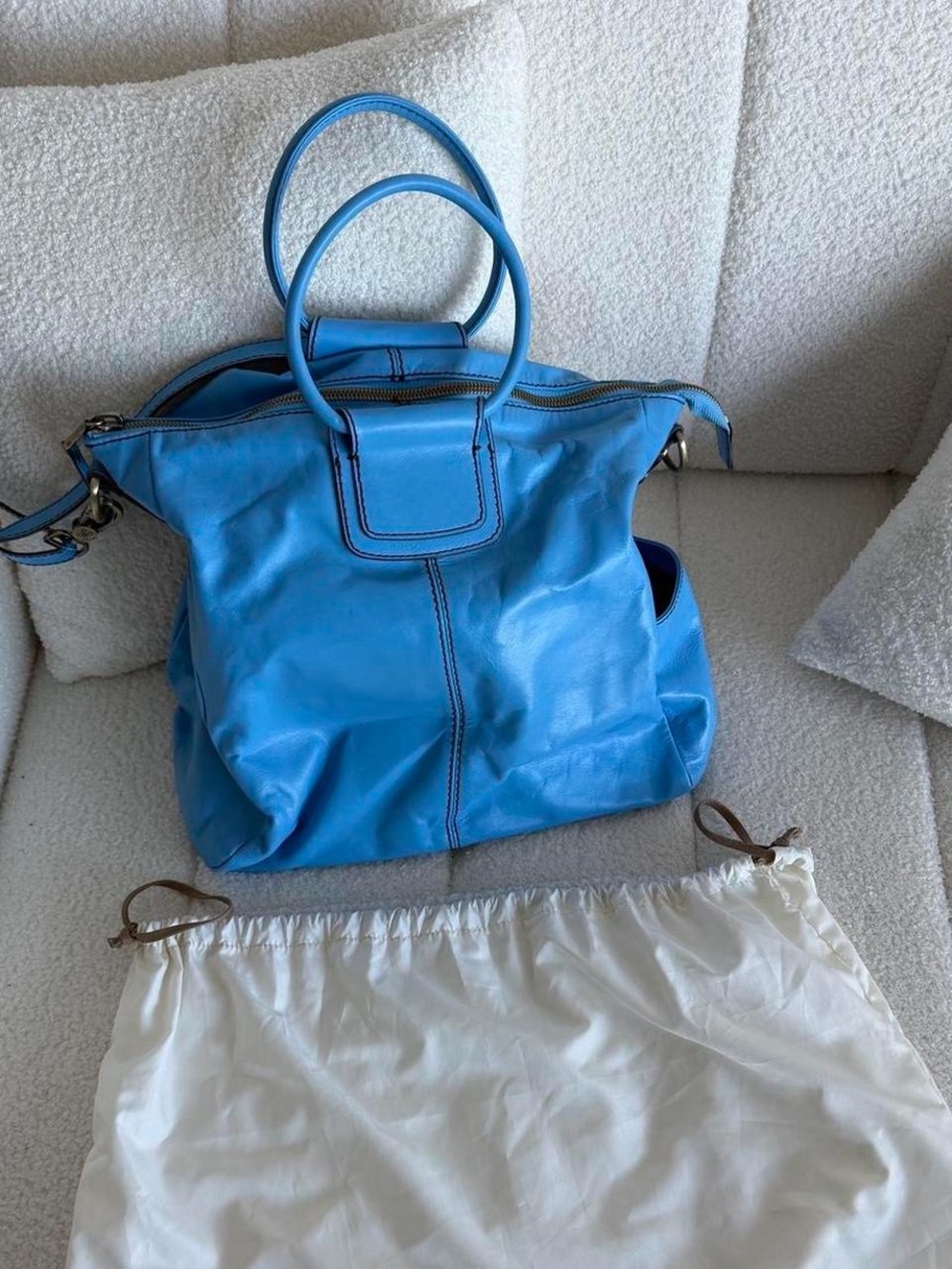 HOBO Bright Blue Leather Hobo Tote